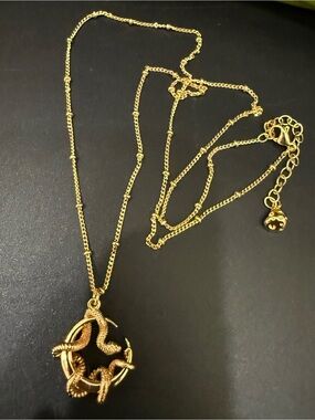 Unsigned Gold-plated Snake Pendant 20” Dainty Necklace